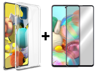 SKLO + PUZDRO 2v1 pre Samsung Galaxy A71 - Silikónový zadný kryt 2.00mm priesvitný