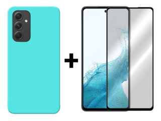 SKLO + PUZDRO 2v1 pre Samsung Galaxy A54 5G - Silikónový Zadný kryt MATT mentolový