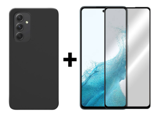 SKLO + PUZDRO 2v1 pre Samsung Galaxy A54 5G - Silikónový Zadný kryt MATT čierny