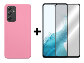 SKLO + PUZDRO 2v1 pre Samsung Galaxy A54 5G - Silikónový Zadný kryt MATT ružový