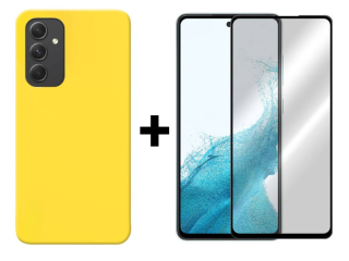 SKLO + PUZDRO 2v1 pre Samsung Galaxy A54 5G - Silikónový Zadný kryt MATT žltý
