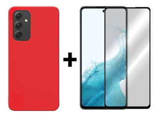 SKLO + PUZDRO 2v1 pre Samsung Galaxy A54 5G - Silikónový Zadný kryt MATT červený