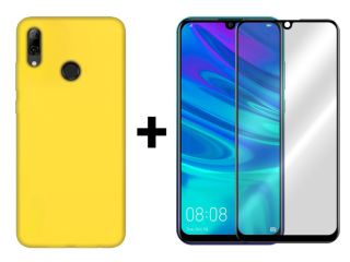 SKLO + KRYT 2v1 pre Huawei P Smart 2019 / Honor 10 Lite - Silikónový Zadný kryt MATT žltý