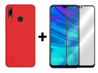 SKLO + KRYT 2v1 pre Huawei P Smart 2019 / Honor 10 Lite - Silikónový Zadný kryt MATT červený