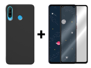 SKLO + KRYT 2v1 pre Huawei P30 Lite - Silikónový Zadný kryt MATT čierny