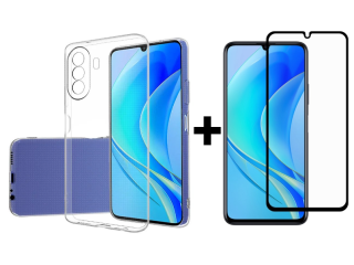 SKLO + KRYT 2v1 pre Huawei Nova Y70 - Silikónový Zadný 2.00 mm priesvitný