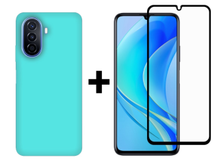 SKLO + KRYT 2v1 pre Huawei Nova Y70 - Silikónový Zadný kryt MATT mentolový