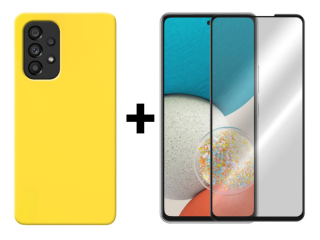 SKLO + KRYT 2v1 pre Samsung Galaxy A53 5G - Silikónový Zadný kryt MATT žltý