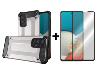SKLO + KRYT 2v1 pre Samsung Galaxy A53 5G - Tvrdený Zadný kryt HYBRID sivý