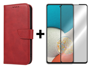 SKLO + PUZDRO 2v1 pre Samsung Galaxy A53 5G - Peňaženkové puzdro BUCKLE červené