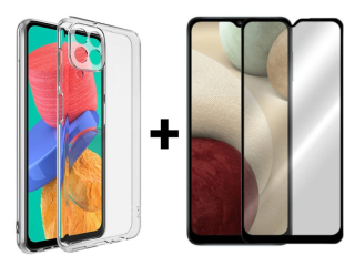 SKLO + KRYT 2v1 pre Samsung Galaxy A12 - Silikónový Zadný 2.00 mm priesvitný