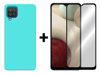 SKLO + KRYT 2v1 pre Samsung Galaxy A12 - Silikónový Zadný kryt MATT mentolový