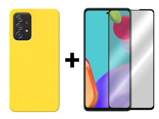 SKLO + KRYT 2v1 pre Samsung Galaxy A52 / A52 5G / A52s - Silikónový Zadný kryt MATT žltý