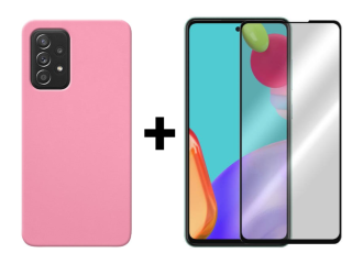 SKLO + KRYT 2v1 pre Samsung Galaxy A52 / A52 5G / A52s - Silikónový Zadný kryt MATT ružový