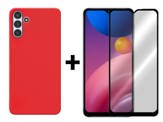 SKLO + KRYT 2v1 pre Samsung Galaxy A13 5G / A04s - Silikónový Zadný kryt MATT červený