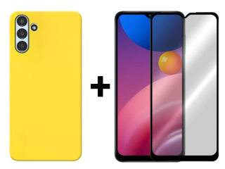 SKLO + KRYT 2v1 pre Samsung Galaxy A13 5G / A04s - Silikónový Zadný kryt MATT žltý