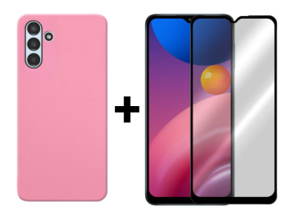 SKLO + KRYT 2v1 pre Samsung Galaxy A13 5G / A04s - Silikónový Zadný kryt MATT ružový
