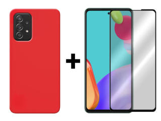 SKLO + KRYT 2v1 pre Samsung Galaxy A52 / A52 5G / A52s - Silikónový Zadný kryt MATT červený