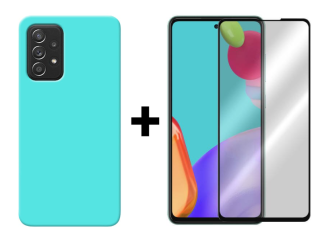 SKLO + KRYT 2v1 pre Samsung Galaxy A52 / A52 5G / A52s - Silikónový Zadný kryt MATT mentolový