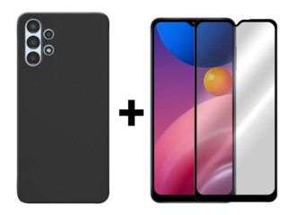 SKLO + KRYT 2v1 pre Samsung Galaxy A13 4G - Silikónový Zadný kryt MATT čierny