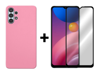 SKLO + KRYT 2v1 pre Samsung Galaxy A13 4G - Silikónový Zadný kryt MATT ružový
