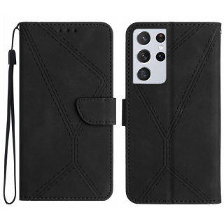 STITCHING Knižkové puzdro pre Samsung Galaxy S21 Ultra 5G - čierne