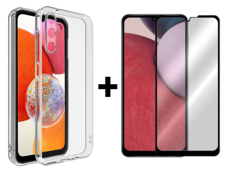 SKLO + KRYT 2v1 pre Samsung Galaxy A14 4G / A14 5G - Silikónový Zadný 2.00 mm priesvitný