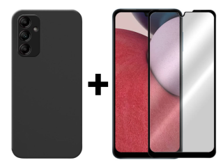 SKLO + KRYT 2v1 pre Samsung Galaxy A14 4G / A14 5G - Silikónový Zadný kryt MATT čierny