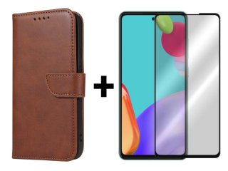 SKLO + PUZDRO 2v1 pre Samsung Galaxy A52 / A52 5G / A52s - Peňaženkové puzdro BUCKLE hnedé