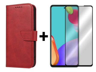 SKLO + PUZDRO 2v1 pre Samsung Galaxy A52 / A52 5G / A52s - Peňaženkové puzdro BUCKLE červené