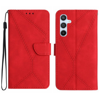 STITCHING Knižkové puzdro pre Samsung Galaxy S24 5G - červené