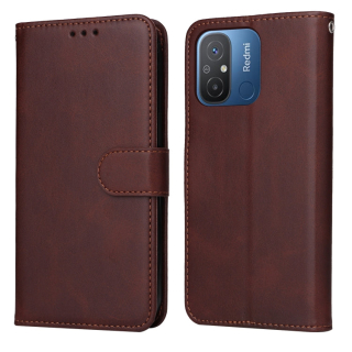 CALF Knižkové puzdro pre Xiaomi Redmi 12C - tmavo hnedé