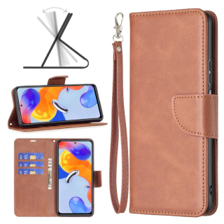 LAMBSKIN Knižkové puzdro pre Xiaomi Redmi Note 11 Pro 5G / Note 11 Pro - hnedé