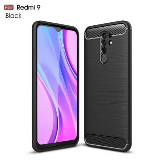 CARBON Zadný obal pre Xiaomi Redmi 9 - čierny