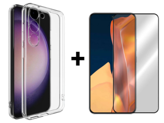SKLO + KRYT 2v1 pre Samsung Galaxy S23 5G - Silikónový Zadný 2.00 mm priesvitný