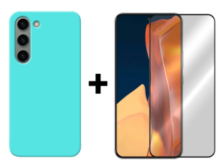 SKLO + KRYT 2v1 pre Samsung Galaxy S23 5G - Silikónový Zadný kryt MATT mentolový