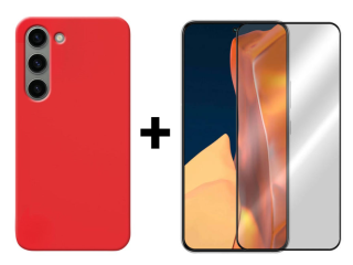 SKLO + KRYT 2v1 pre Samsung Galaxy S23 5G - Silikónový Zadný kryt MATT červený