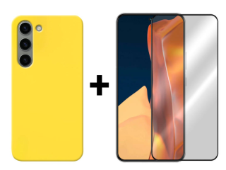 SKLO + KRYT 2v1 pre Samsung Galaxy S23 5G - Silikónový Zadný kryt MATT žltý