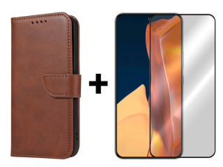 SKLO + PUZDRO 2v1 pre Samsung Galaxy S23 5G - Peňaženkové puzdro BUCKLE hnedé