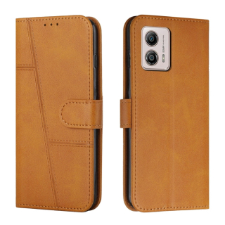 STITCHING Knižkové puzdro pre Motorola Moto G13 / G23 - svetlo hnedé