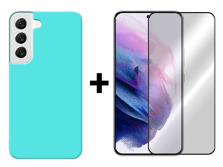 SKLO + KRYT 2v1 pre Samsung Galaxy S22 - Silikónový Zadný kryt MATT mentolový