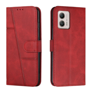 STITCHING Knižkové puzdro pre Motorola Moto G13 / G23 / G53 5G - červené