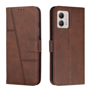 STITCHING Knižkové puzdro pre Motorola Moto G13 / G23 / G53 5G - tmavo hnedé