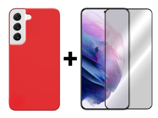 SKLO + KRYT 2v1 pre Samsung Galaxy S22 - Silikónový Zadný kryt MATT červený
