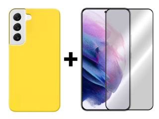 SKLO + KRYT 2v1 pre Samsung Galaxy S22 - Silikónový Zadný kryt MATT žltý
