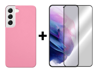 SKLO + KRYT 2v1 pre Samsung Galaxy S22 - Silikónový Zadný kryt MATT ružový