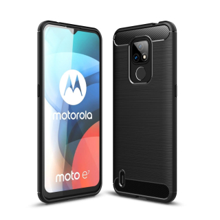 CARBON Zadný obal pre Motorola Moto E7 - čierny
