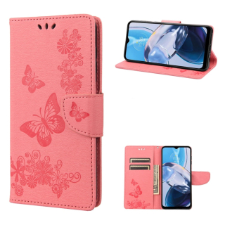 BUTTERFLY Knižkové puzdro pre Motorola Moto E22 / E22i - ružové