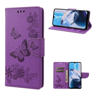 BUTTERFLY Knižkové puzdro pre Motorola Moto E22 / E22i - fialové