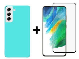 SKLO + KRYT 2v1 pre Samsung Galaxy S21 FE 5G - Silikónový Zadný kryt MATT mentolový